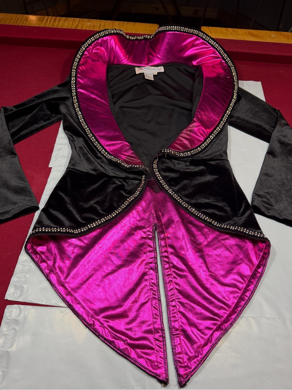 Glamour Costumes black Pink Purple DANCE Recital OUTFIT Moulin Rouge Burlesque M - Picture 13 of 16